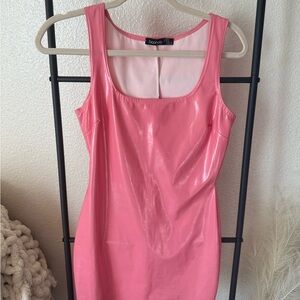 Hot Pink Latex Mini Dress